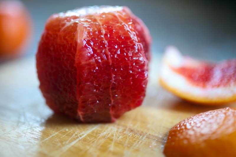 blood orange with peel cut off