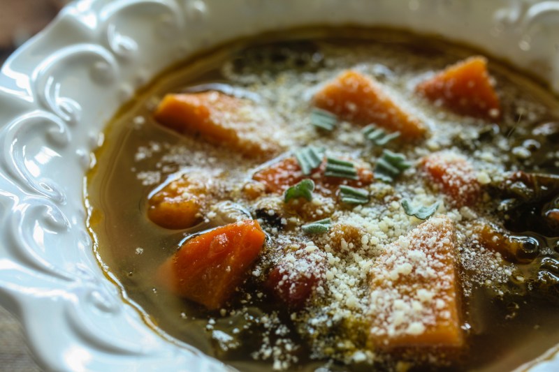 Kale and Jalapeno Soup with Parmesan Cheese