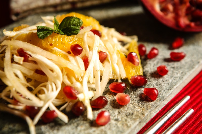 Celery Root Salad with pomegranate and orange