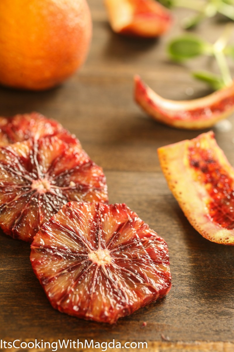 Blood orange peeled and sliced across
