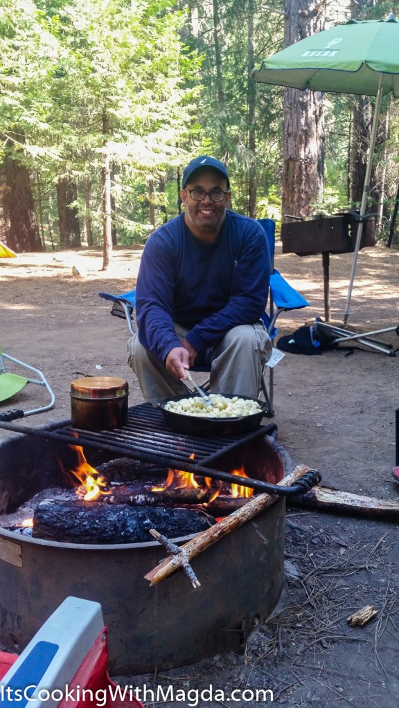 Breakfast cooked by the fire