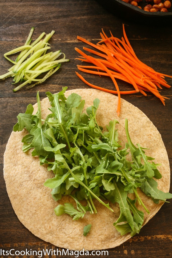 Arugula on a whole wheat wrap