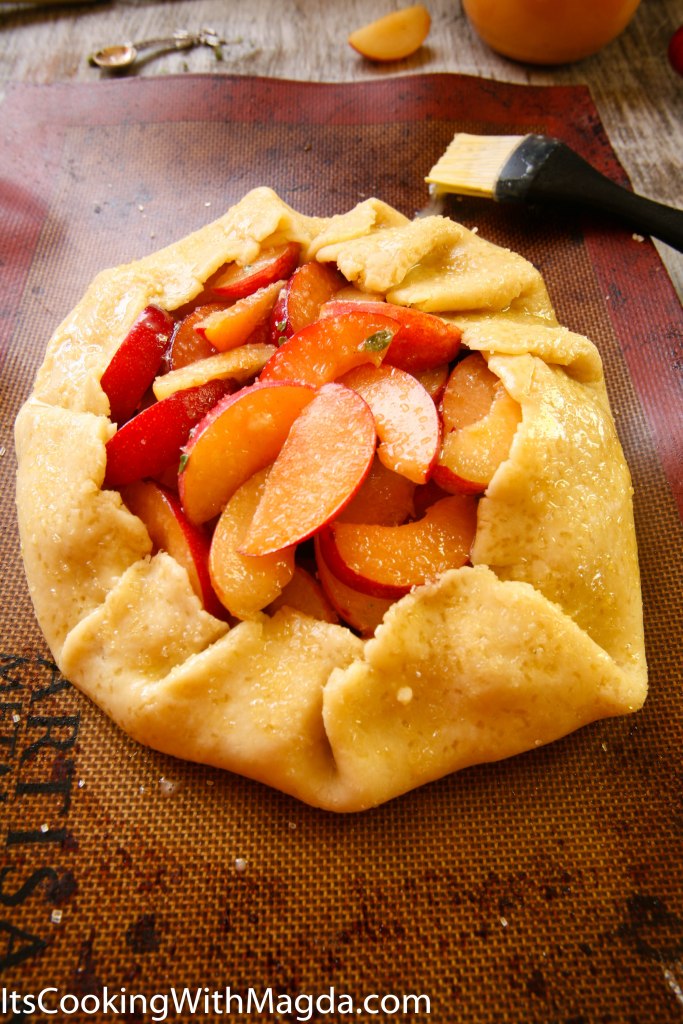 Rustic plum galette ready for baking