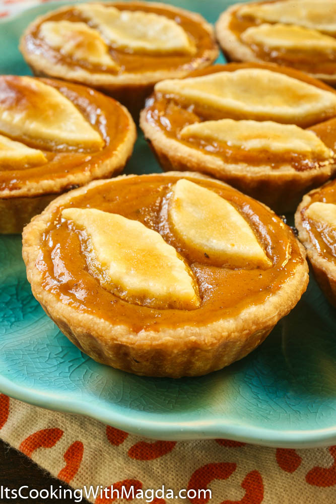 a close up of mini pumpkin pie