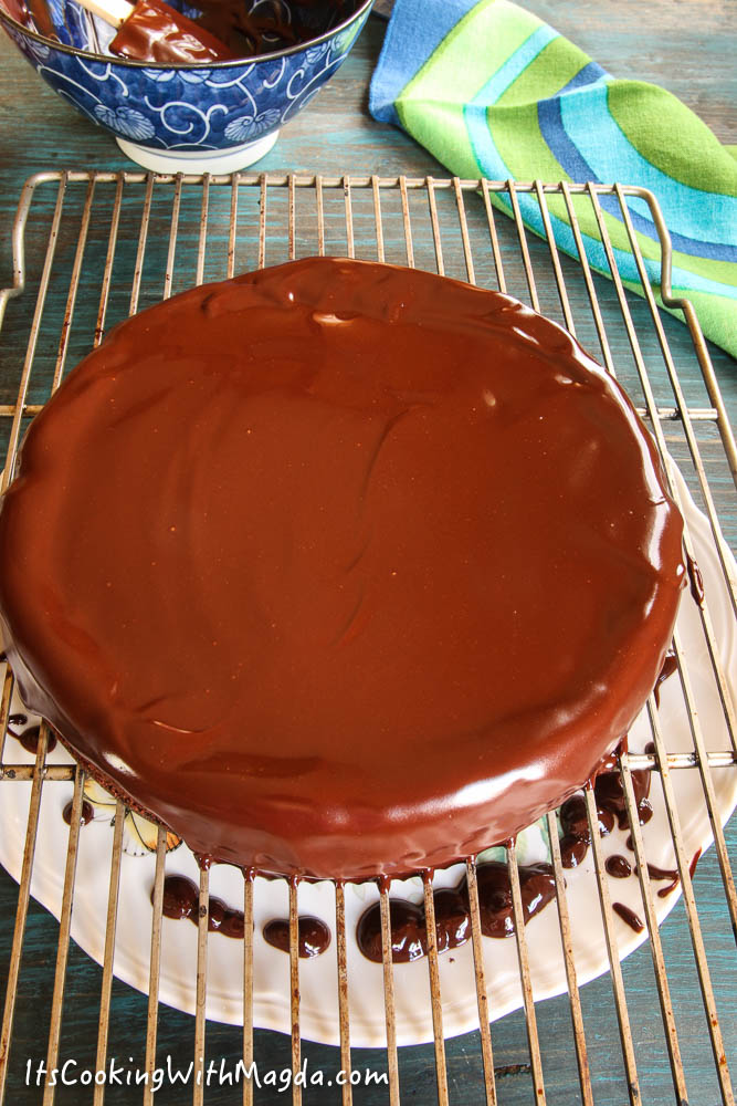 cake decorated with chocolate glaze