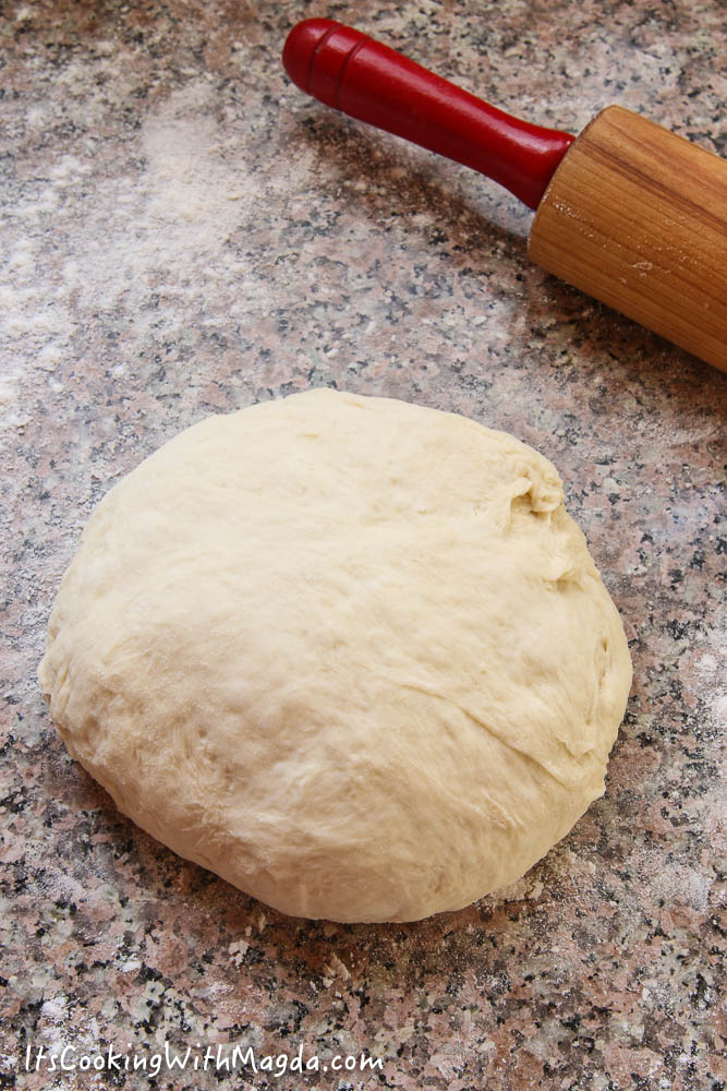 pizza dough on a counter