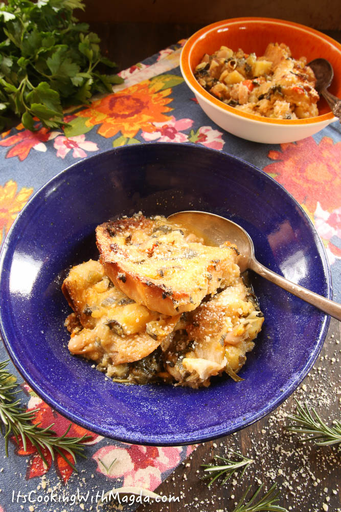 ribolitta, bread and veggies soup in a bowl