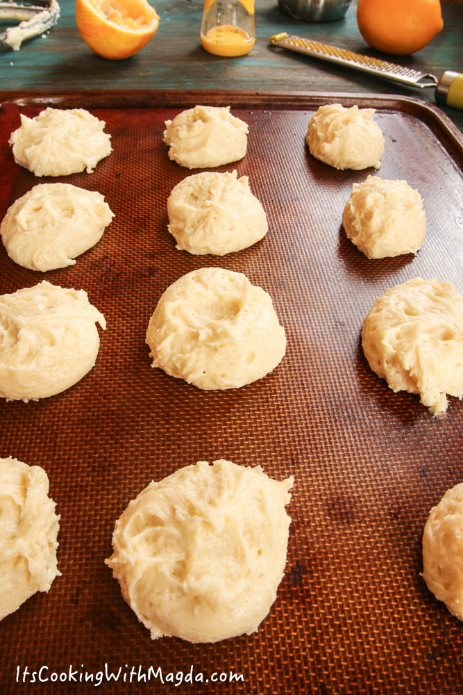 lemon ricotta cookies on a baking pan