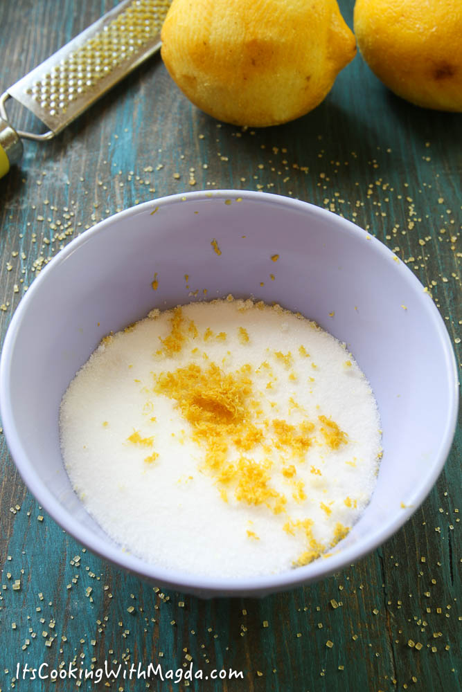 sugar and lemon zest in a bowl