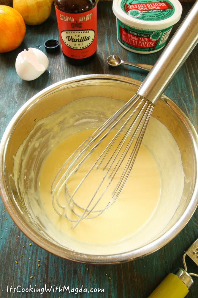 ricotta cheese mixed with eggs, vanilla extract and coconut oil