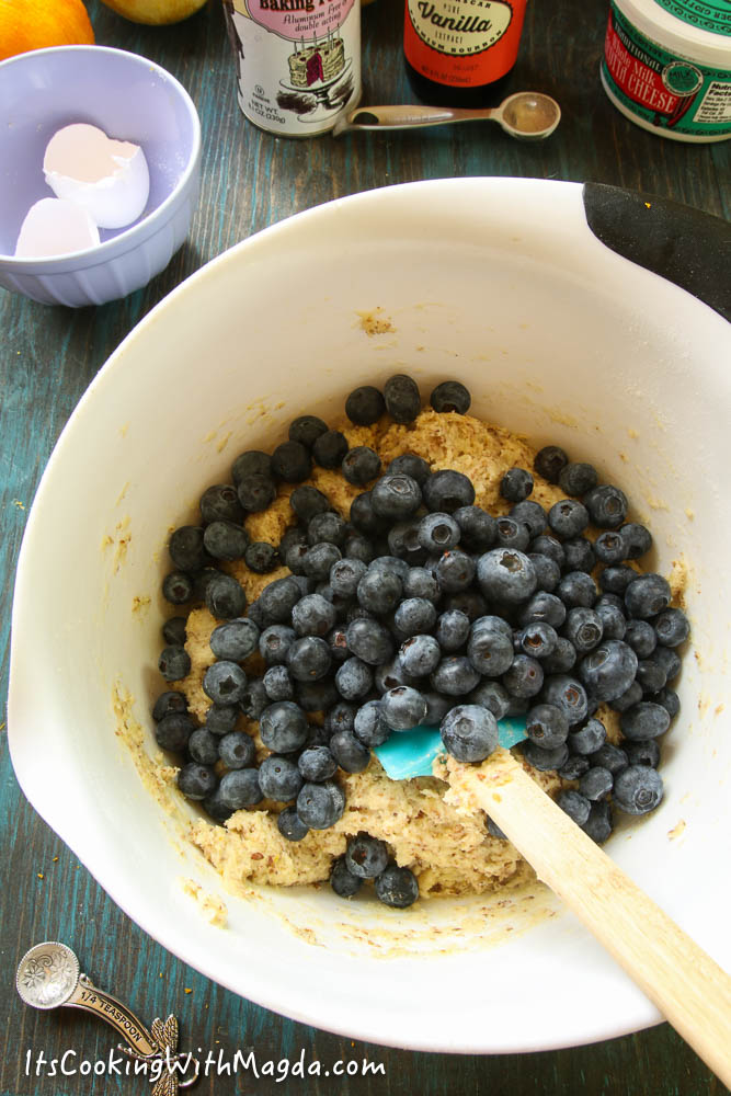 muffin batter with blueberries