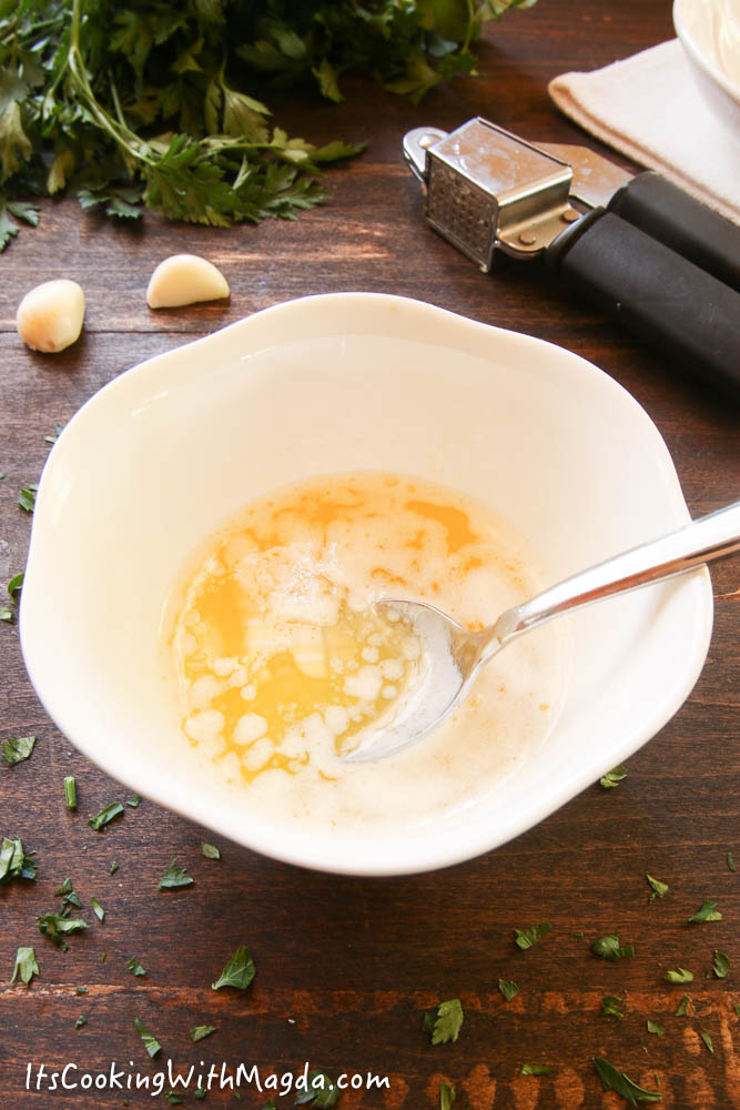 melted butter with garlic