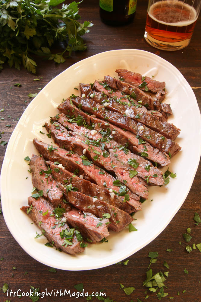 skirt steak with garlic butter