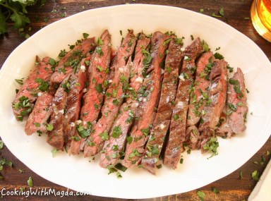 grilled skirt steak with parsley and butter