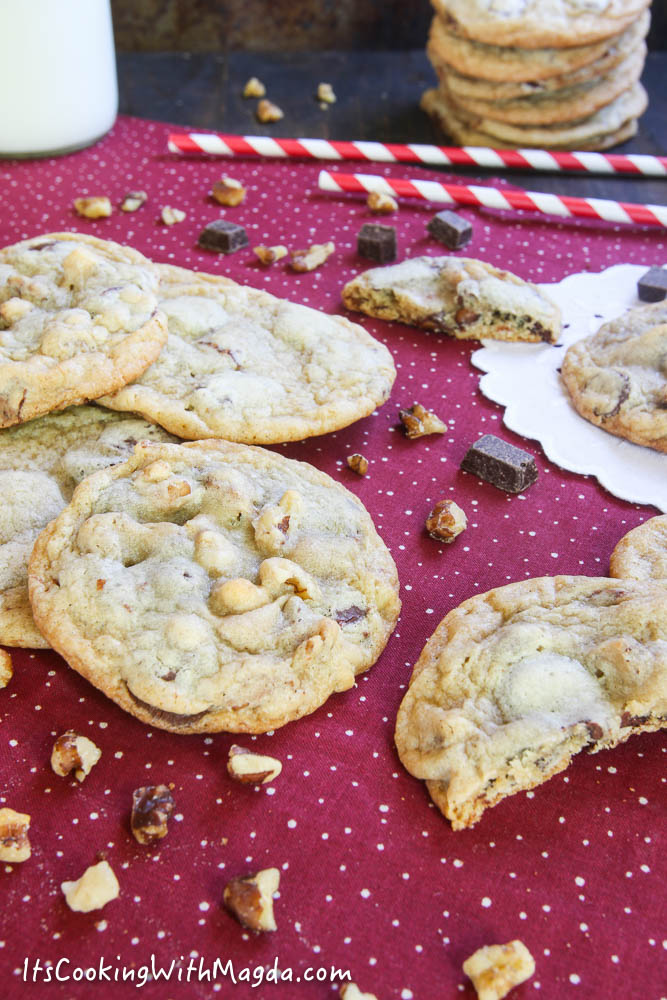chocolate chip and walnut cookies