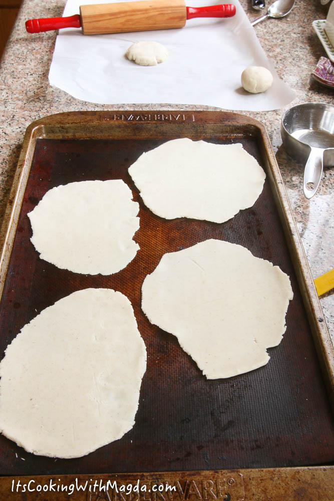 flattened tortilla rounds