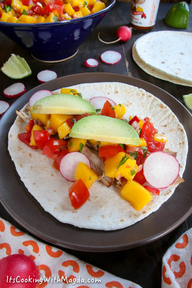 Shredded Pork Taco with Mango Salsa