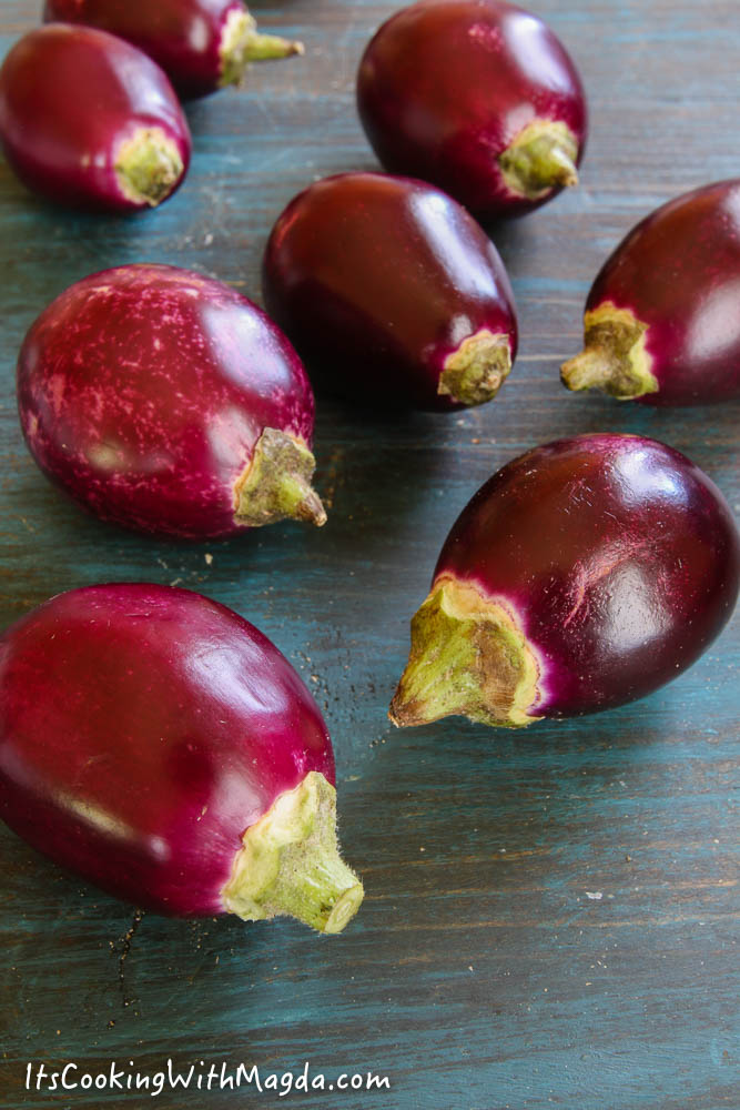 trimmed leaves off of the eggplants